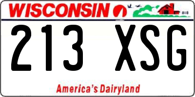 WI license plate 213XSG