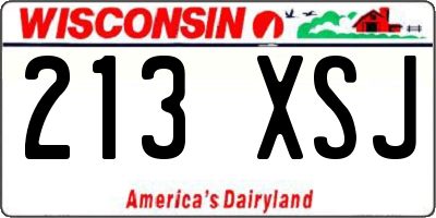 WI license plate 213XSJ