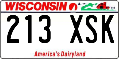WI license plate 213XSK