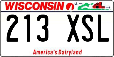 WI license plate 213XSL