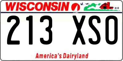 WI license plate 213XSO