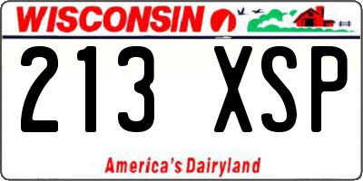 WI license plate 213XSP