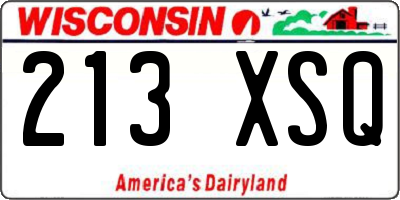 WI license plate 213XSQ