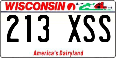 WI license plate 213XSS