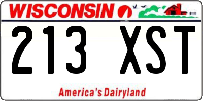 WI license plate 213XST