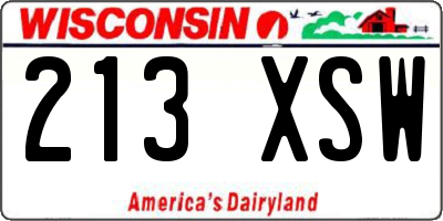 WI license plate 213XSW