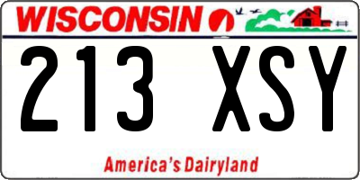 WI license plate 213XSY