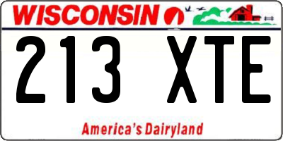 WI license plate 213XTE
