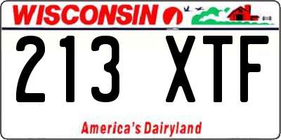 WI license plate 213XTF