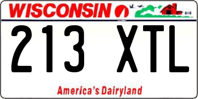 WI license plate 213XTL