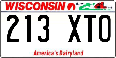 WI license plate 213XTO