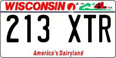 WI license plate 213XTR