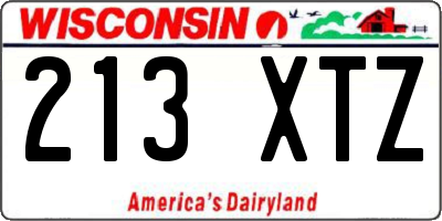 WI license plate 213XTZ