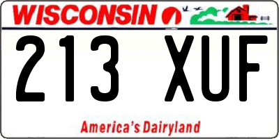 WI license plate 213XUF