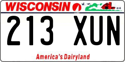 WI license plate 213XUN