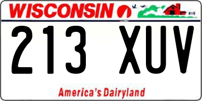 WI license plate 213XUV