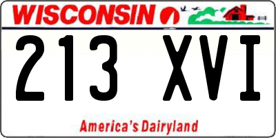 WI license plate 213XVI