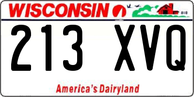 WI license plate 213XVQ