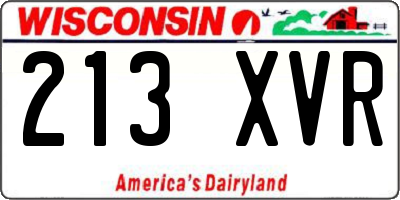 WI license plate 213XVR