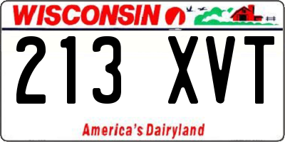 WI license plate 213XVT