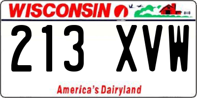 WI license plate 213XVW