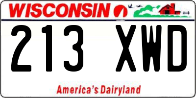 WI license plate 213XWD