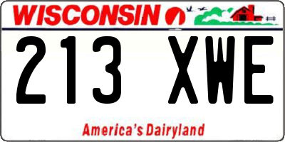 WI license plate 213XWE