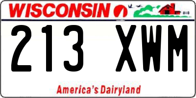 WI license plate 213XWM