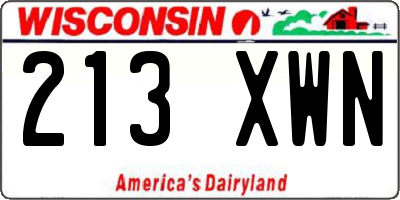 WI license plate 213XWN