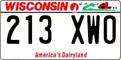 WI license plate 213XWO