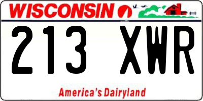 WI license plate 213XWR
