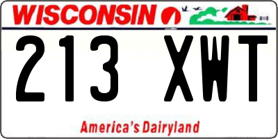 WI license plate 213XWT