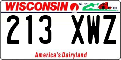WI license plate 213XWZ