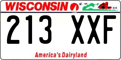 WI license plate 213XXF