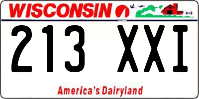 WI license plate 213XXI