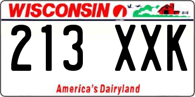 WI license plate 213XXK
