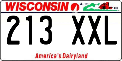 WI license plate 213XXL