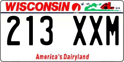 WI license plate 213XXM