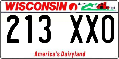 WI license plate 213XXO