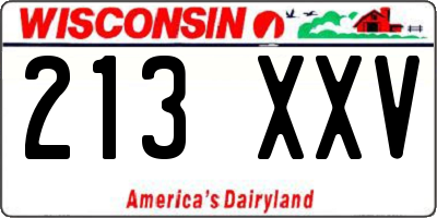 WI license plate 213XXV