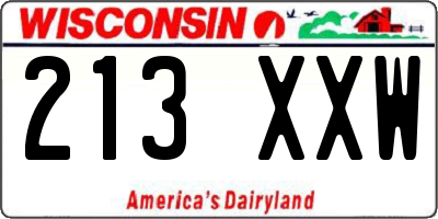 WI license plate 213XXW