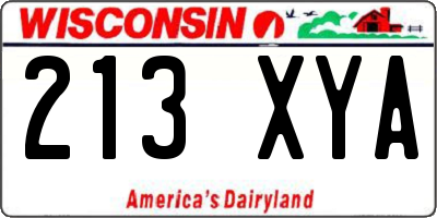 WI license plate 213XYA