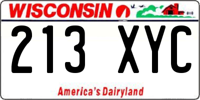 WI license plate 213XYC