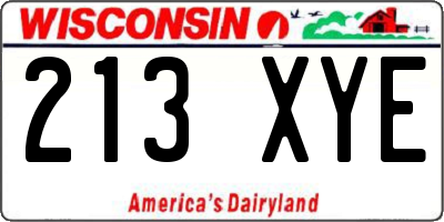 WI license plate 213XYE