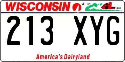 WI license plate 213XYG