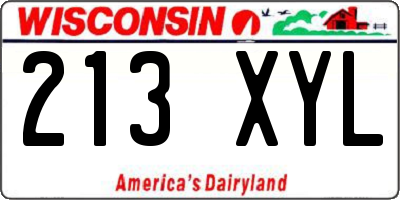 WI license plate 213XYL