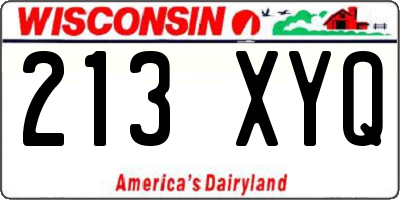 WI license plate 213XYQ