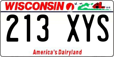 WI license plate 213XYS