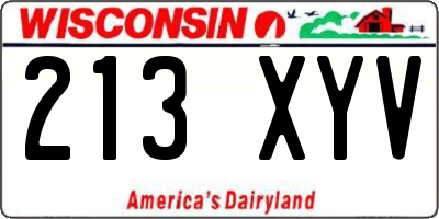 WI license plate 213XYV