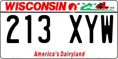 WI license plate 213XYW